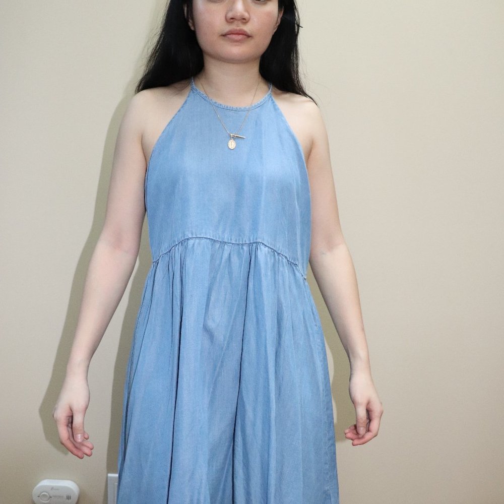 Blue Halter Denim Dress